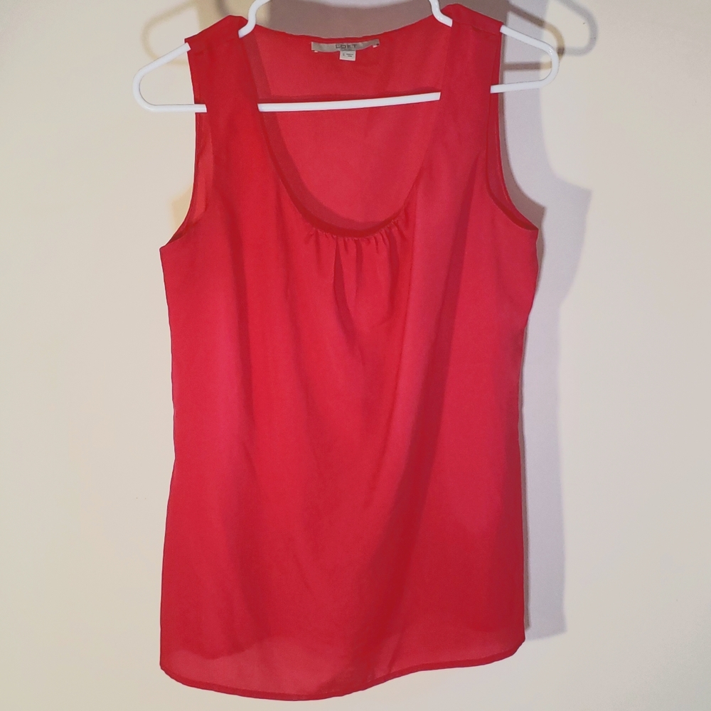 Loft Short Sleeve Pink Blouse Size S